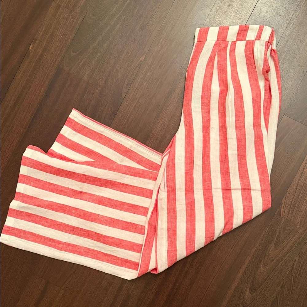 NWT Boden Linen Wide Leg Dulwich Pants in Red & White Stripes - Picture 2 of 5